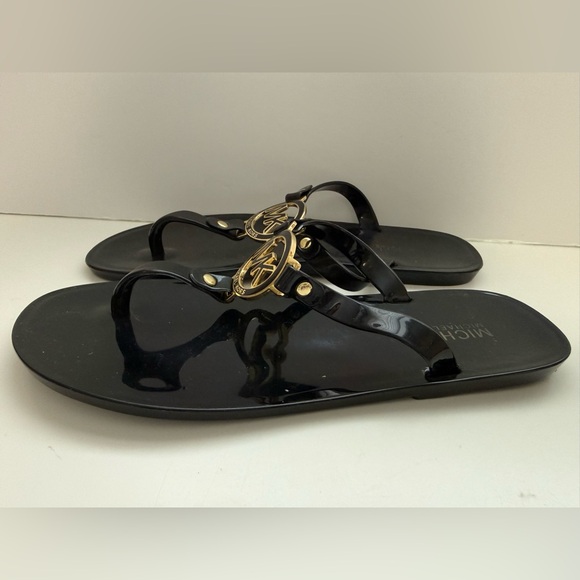 Michael Kors Hannah Jelly Thong Black Sandals - Picture 2 of 8